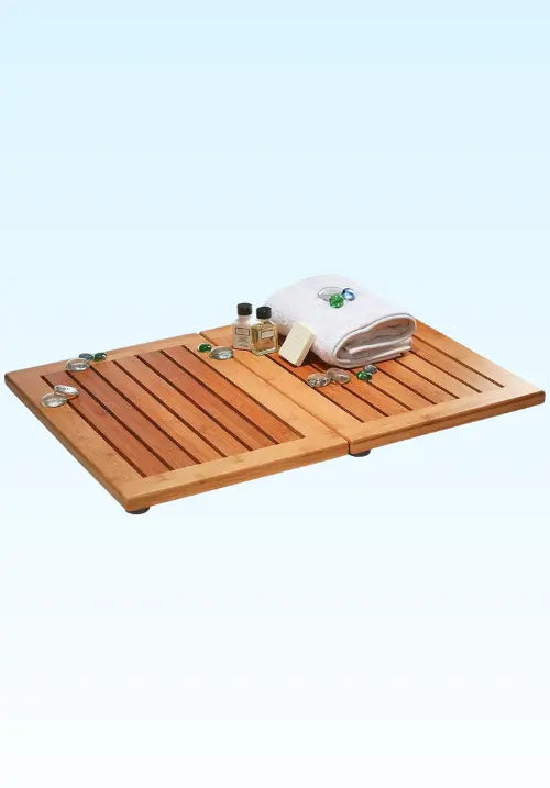 Bamboo bath mat with anti-slip rubber backing