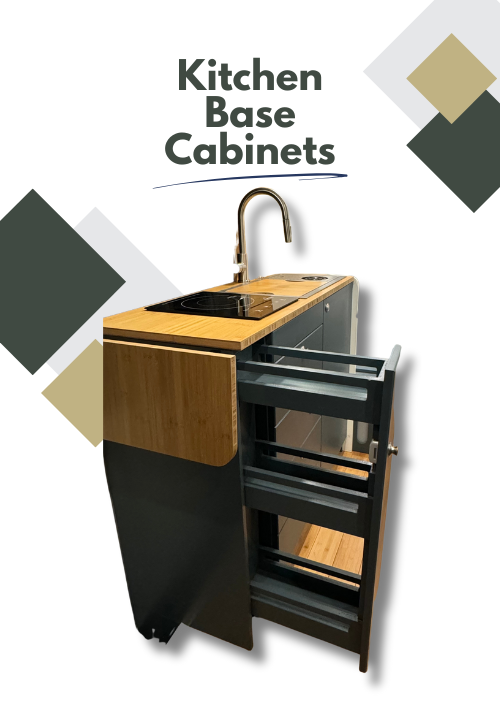 Kitchen cabinet with opened drawer
