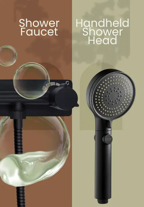 RV shower faucet with 5-function shower head for versatile washing