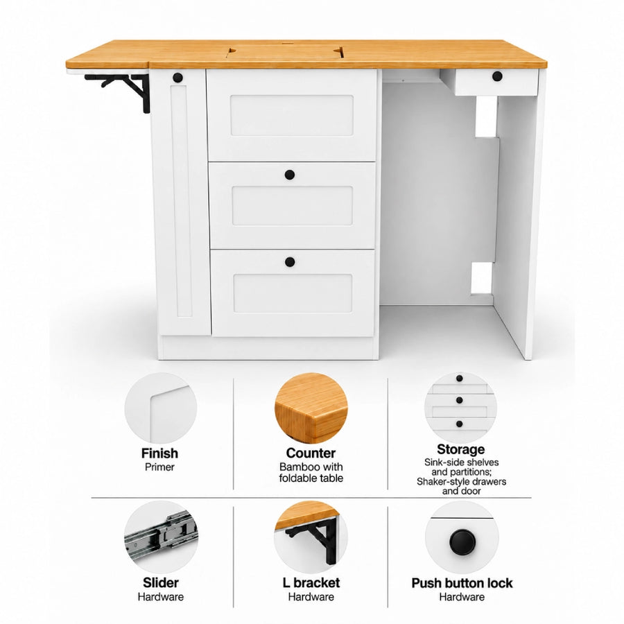 Fold-out bamboo counter