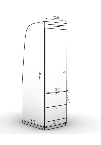 Tall cabinet side view dimensions