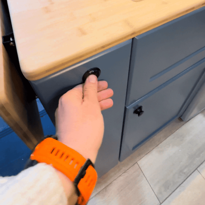 Ford Transit Van Kitchen Cabinet with Bamboo Top and Pull-Out Storage | Vankea