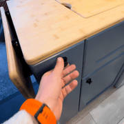 Ford Transit Van Kitchen Cabinet with Bamboo Top and Pull-Out Storage | Vankea