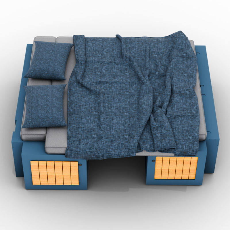 Vankea Dinette Bench Set for Camper Vans | Left & Right Seat Boxes with Storage & Battery Bay