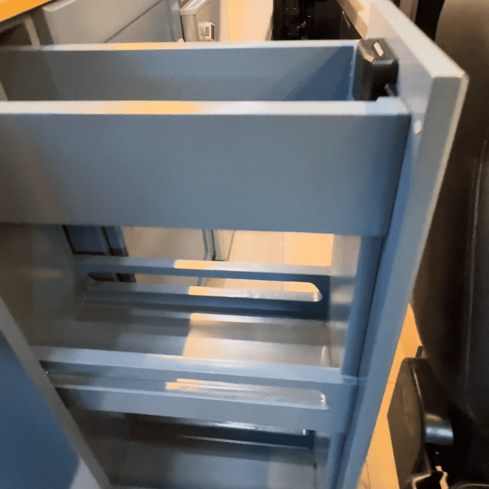 Ford Transit Van Kitchen Cabinet with Bamboo Top and Pull-Out Storage | Vankea