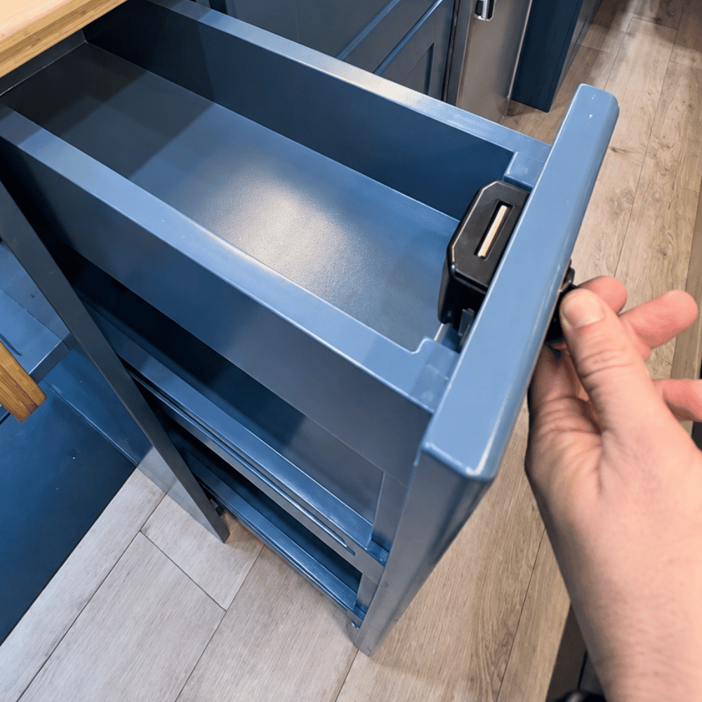 Ford Transit Van Kitchen Cabinet with Bamboo Top and Pull-Out Storage | Vankea