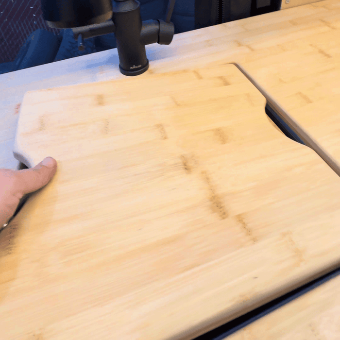 Ford Transit Van Kitchen Cabinet with Bamboo Top and Pull-Out Storage | Vankea