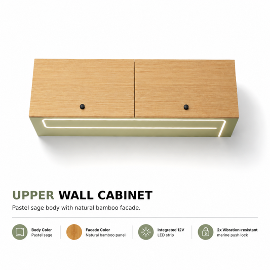 Fully Assembled Sprinter Van Overhead Wall Cabinet with 2 Compartments & LED Light | Vankea