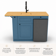 Ford Transit Van Kitchen Cabinet with Bamboo Top and Pull-Out Storage | Vankea