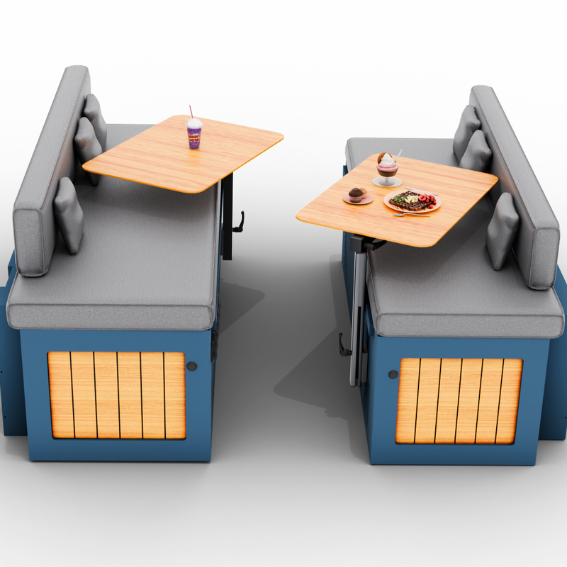 Vankea Dinette Bench Set for Camper Vans | Left & Right Seat Boxes with Storage & Battery Bay