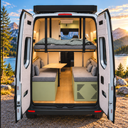 Pastel Sage Dinette Bench to Bed for Your Sprinter 170 Van | Vankea