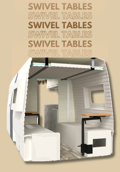 Adjustable swivel table for van life convenience