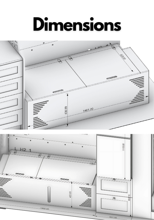 Dinette bed system Dimensions