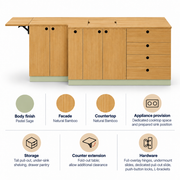 Pastel Sage Camper Van Kitchen Cabinet with Bamboo & Foldable Countertop | Vankea