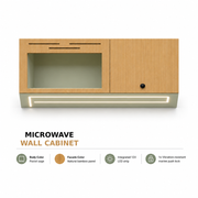 Built-in Microwave Overhead Wall Cabinet with 2-Level Storage & LED Light | Vankea