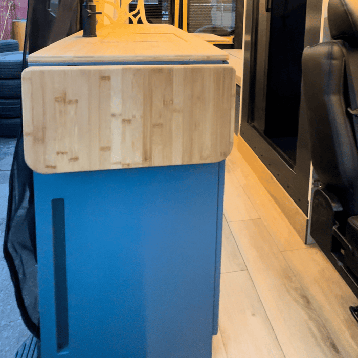 Ford Transit Van Kitchen Cabinet with Bamboo Top and Pull-Out Storage | Vankea