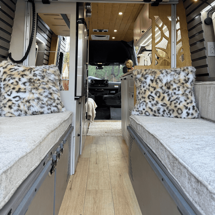 Pastel Sage Dinette Bench to Bed for Your Sprinter 170 Van | Vankea