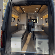 Pastel Sage Dinette Bench to Bed for Your Sprinter 170 Van | Vankea