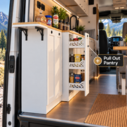 White Shaker Style Campervan Kitchen Cabinet Set with Bamboo Countertop | Vankea