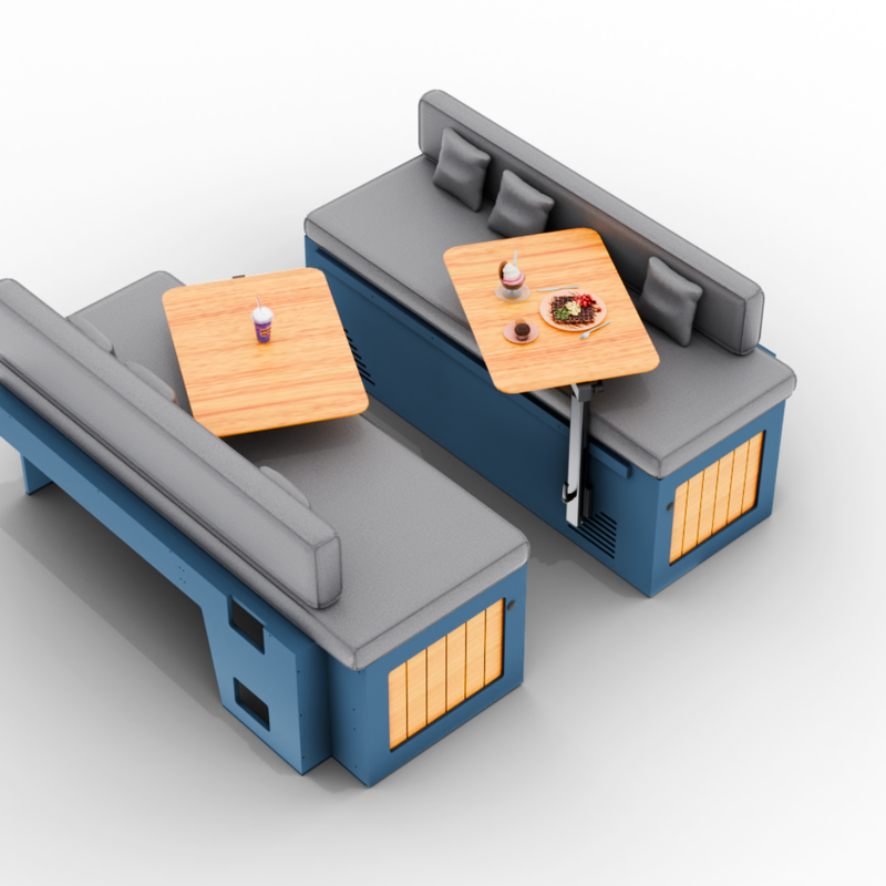 Vankea Dinette Bench Set for Camper Vans | Left & Right Seat Boxes with Storage & Battery Bay