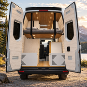 Lightweight White Dinette Bench to Bed Built to Fit Your Sprinter 170 | Vankea