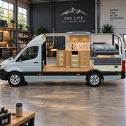 Pastel Sage Camper Van Kitchen Cabinet with Bamboo & Foldable Countertop | Vankea
