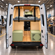 Pastel Sage Dinette Bench to Bed for Your Sprinter 170 Van | Vankea