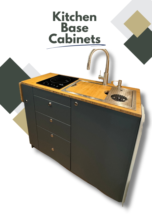 Camper kitchen cabinet with a sink 