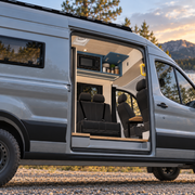 Ford Transit 148WB Overhead Cabinet with Built-In Microwave & Storage Compartment | Vankea
