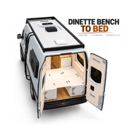 Lightweight White Dinette Bench to Bed Built to Fit Your Sprinter 170 | Vankea