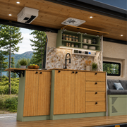 Fully Assembled Sprinter Van Overhead Wall Cabinet with 2 Compartments & LED Light | Vankea