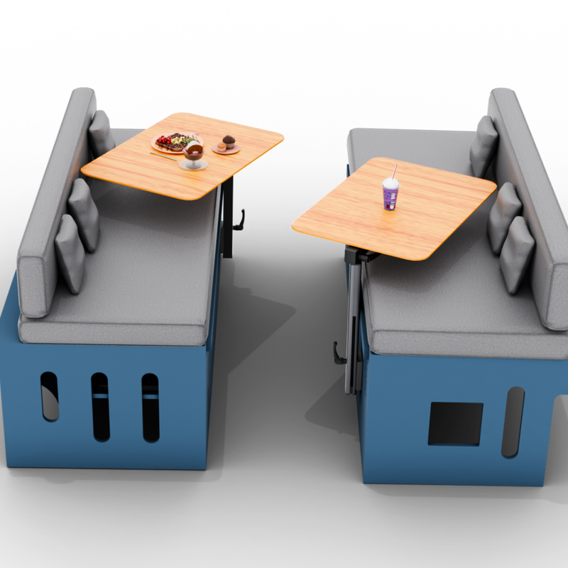 Vankea Dinette Bench Set for Camper Vans | Left & Right Seat Boxes with Storage & Battery Bay
