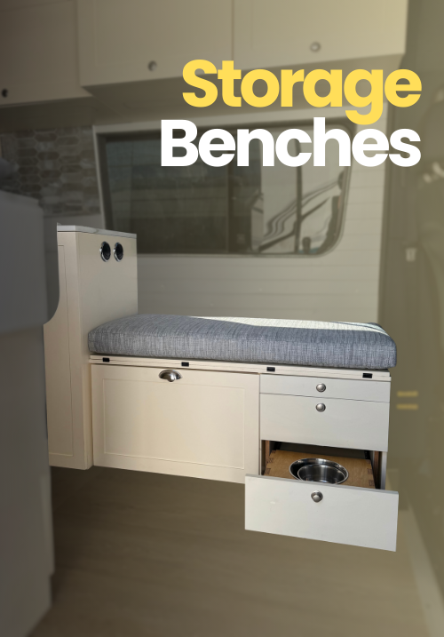 Multipurpose storage bench for van interiors