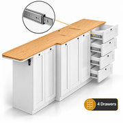White Shaker Style Campervan Kitchen Cabinet Set with Bamboo Countertop | Vankea