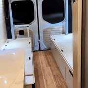 Lightweight White Dinette Bench to Bed Built to Fit Your Sprinter 170 | Vankea