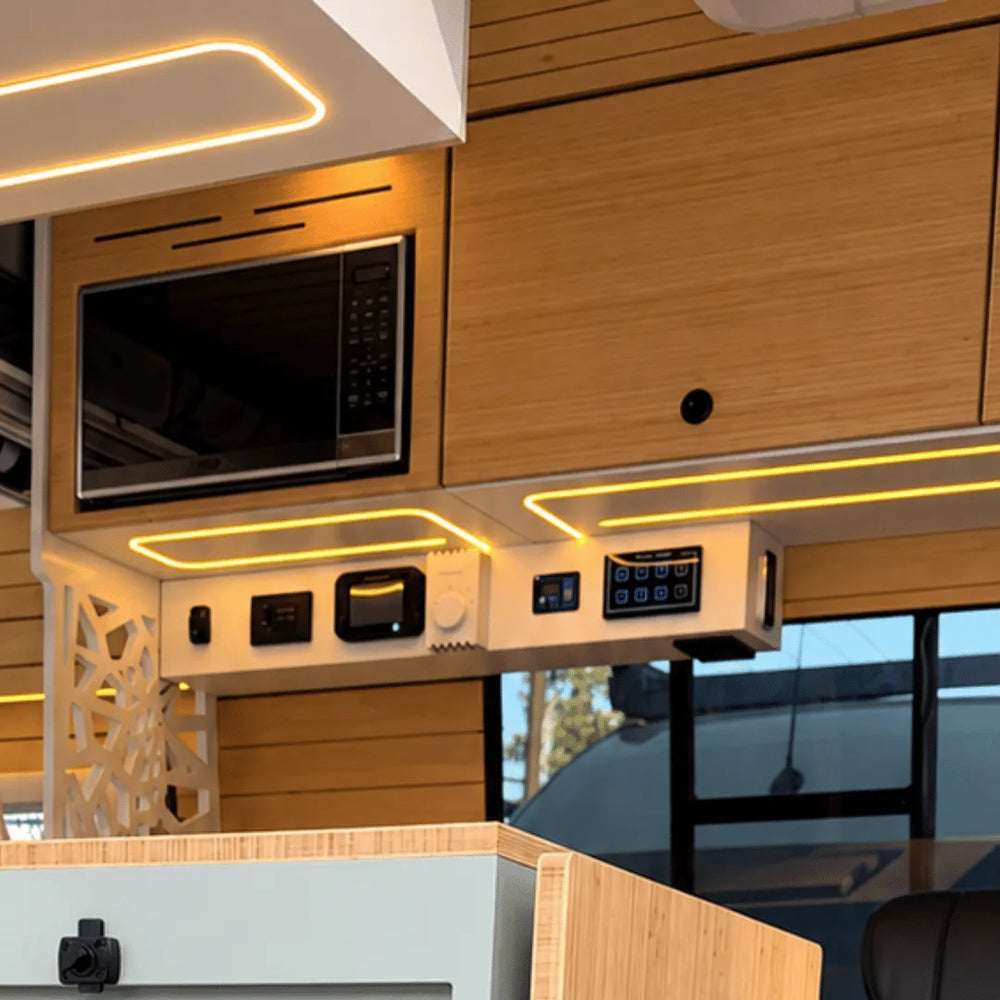 Built-in Microwave Overhead Wall Cabinet with 2-Level Storage & LED Light | Vankea