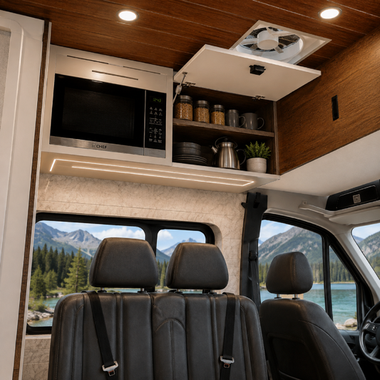 Sprinter Van Microwave Cabinet with 2-Shelf Storage | Vankea