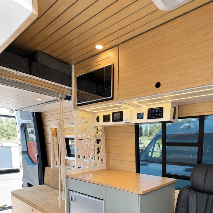Built-in Microwave Overhead Wall Cabinet with 2-Level Storage & LED Light | Vankea