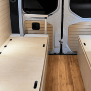 Lightweight White Dinette Bench to Bed Built to Fit Your Sprinter 170 | Vankea