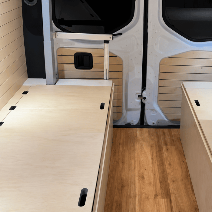 Lightweight White Dinette Bench to Bed Built to Fit Your Sprinter 170 | Vankea