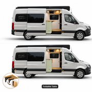 Pastel Sage Camper Van Kitchen Cabinet with Bamboo & Foldable Countertop | Vankea