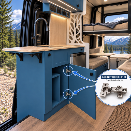 Ford Transit Van Kitchen Cabinet with Bamboo Top and Pull-Out Storage | Vankea