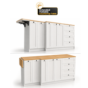 White Shaker Style Campervan Kitchen Cabinet Set with Bamboo Countertop | Vankea