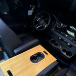 Swivel table with cup holder, perfect for van front seating area