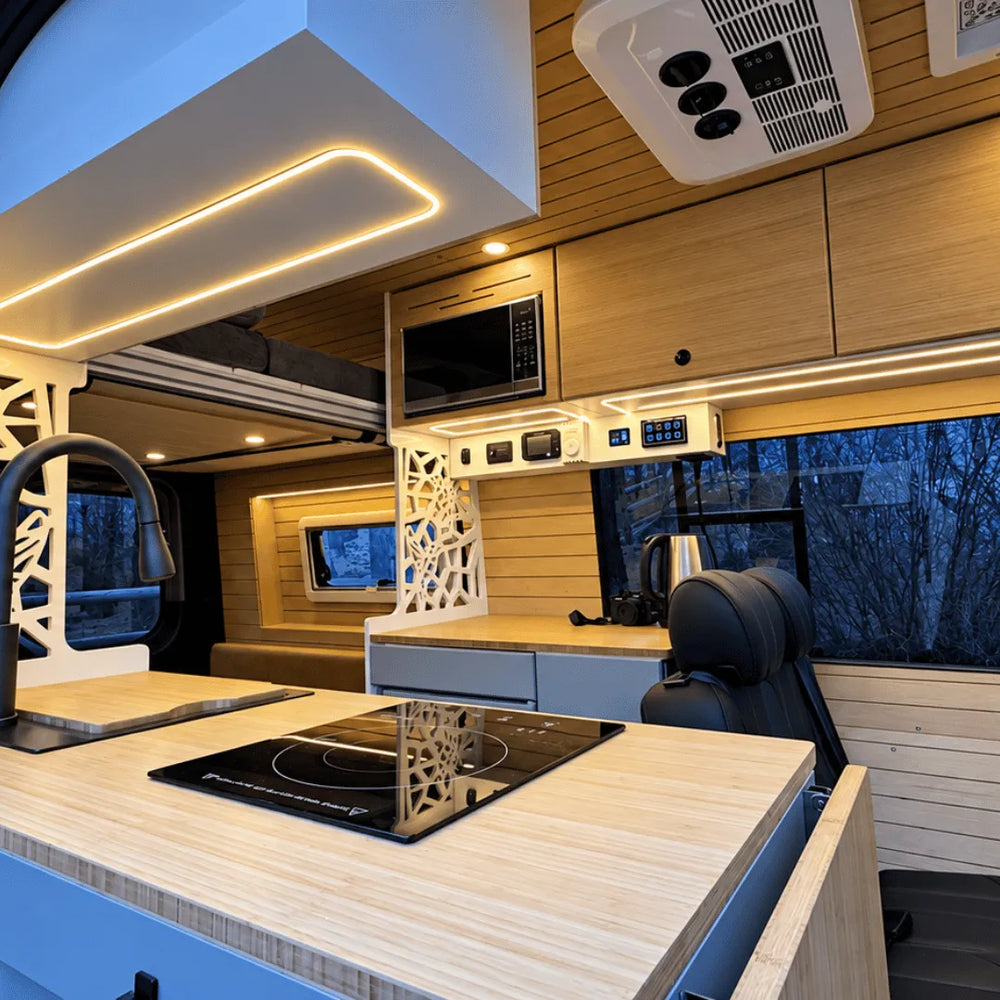 Built-in Microwave Overhead Wall Cabinet with 2-Level Storage & LED Light | Vankea