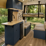 Ford Transit Van Kitchen Cabinet with Bamboo Top and Pull-Out Storage | Vankea