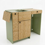 Vankea Galley Kitchen Cabinet — Bamboo & Pastel Sage