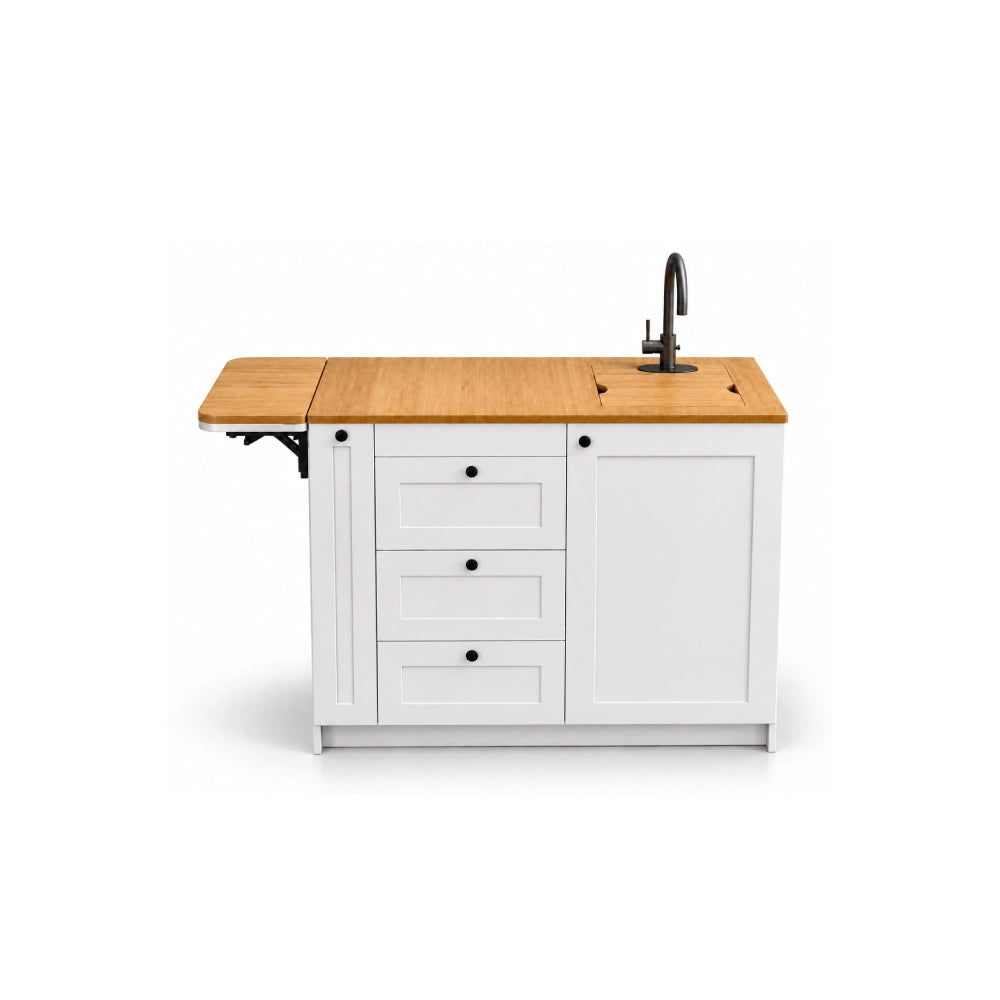Camper Van Kitchen Cabinet with Bamboo & Fold-Out Extended Countertop | Vankea