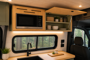 Sprinter Overhead Microwave Cabinet – Bamboo Front with Storage & LED