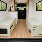 Vankea Dinette Bench Set for Camper Vans | Left &amp; Right Seat Boxes with Storage &amp; Battery Bay
